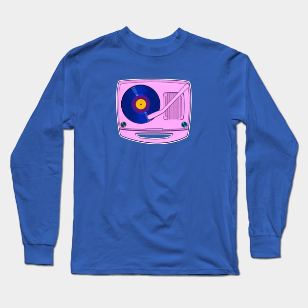 Vintage Portable Pop Record Player Long Sleeve T-Shirt by callingtomorrow